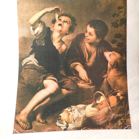 Vintage Esteban Murillo's Children Eating a Pie Art Print - Picture 1 of 7